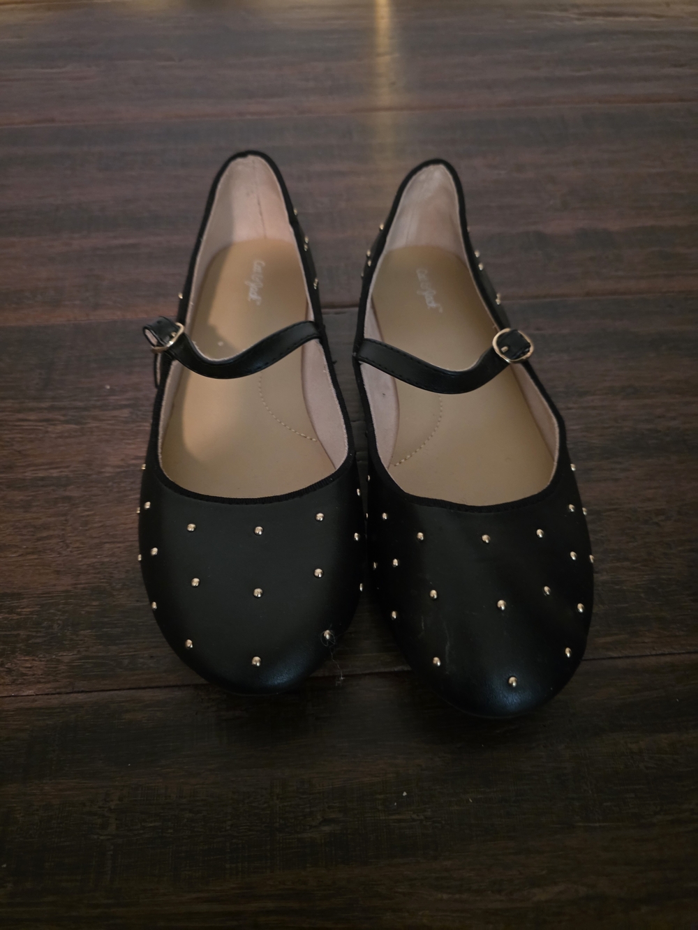 Cat & Jack Black Mary Jane Flats with Gold Studs
